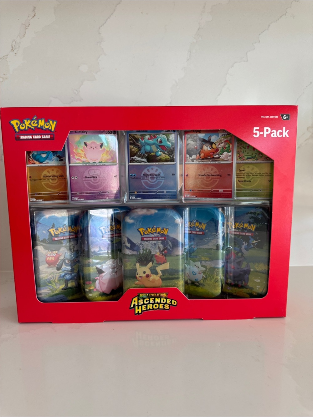 Pokémon Trading Card Game Mega Evolution Ascended Heros 5-Pack Tin Set Costco